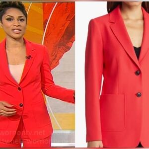 KOBI HALPERINE Red Waverly Singlr Breasted Two Button Blazer Jacket XL MSRP $598